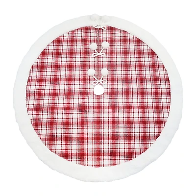 Temps des fêtes 48 pouces rouge / blanc Plaid jupe d'arbre