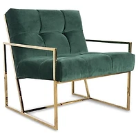 Fauteuil lounge Than Silver Import en velours vert pour salon
