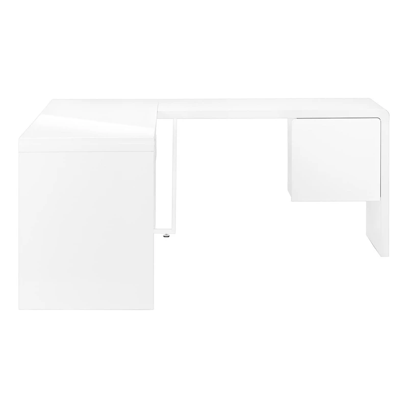 Monarch Specialties Bureau, Bureau À Domicile, Coin, Configuration Gauche, Droite, Tiroirs De Rangement, 72"l, Forme De L, Travail, Ordinateur Portable, Stratifié, Métal, Blanc Lustré, Contemporain, M