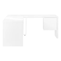 Monarch Specialties Bureau, Bureau À Domicile, Coin, Configuration Gauche, Droite, Tiroirs De Rangement, 72"l, Forme De L, Travail, Ordinateur Portable, Stratifié, Métal, Blanc Lustré, Contemporain, M