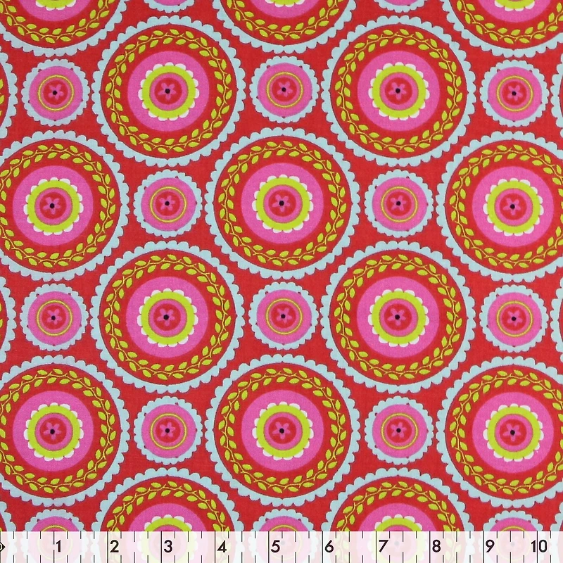 Fabric Creations Pink with Bright Spiral Mandala Fat Quarter Pre-Cut Fabric - 18" x 21" / 45cm x 53cm
