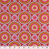 Fabric Creations Pink with Bright Spiral Mandala Fat Quarter Pre-Cut Fabric - 18" x 21" / 45cm x 53cm