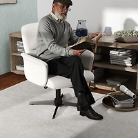 Lot de 2 fauteuils pivotants et ergonomiques Homy Casa, hauteur réglable, en chenille beige, pour salon