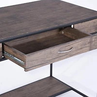 Homylin Home Office Computer Desk with Drawer, Retro Style 43" Wooden Writing Desk, Laptop Study Table Workstation, Stable Metal Frame, Rustic Dark Brown