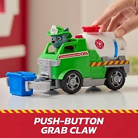 Pat' Patrouille Mission pompiers : Camion-citerne de pompiers Rocky avec figurine articulée, pince et camion, jouets pour garçons et filles à partir de 3 ans