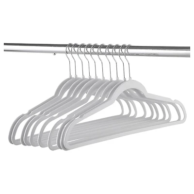 Mainstays 10PK Slim Plastic Hangers, Slim Clothes Hangers for Adult,10 Pack, White, Durable Plastic, Light weight, Space Saving Design, Hanger size:17.44 in.W x 0.2in.D x 9.53in.H/44.3cm x 0.51cm x 24.2cm; Durable and light weight;