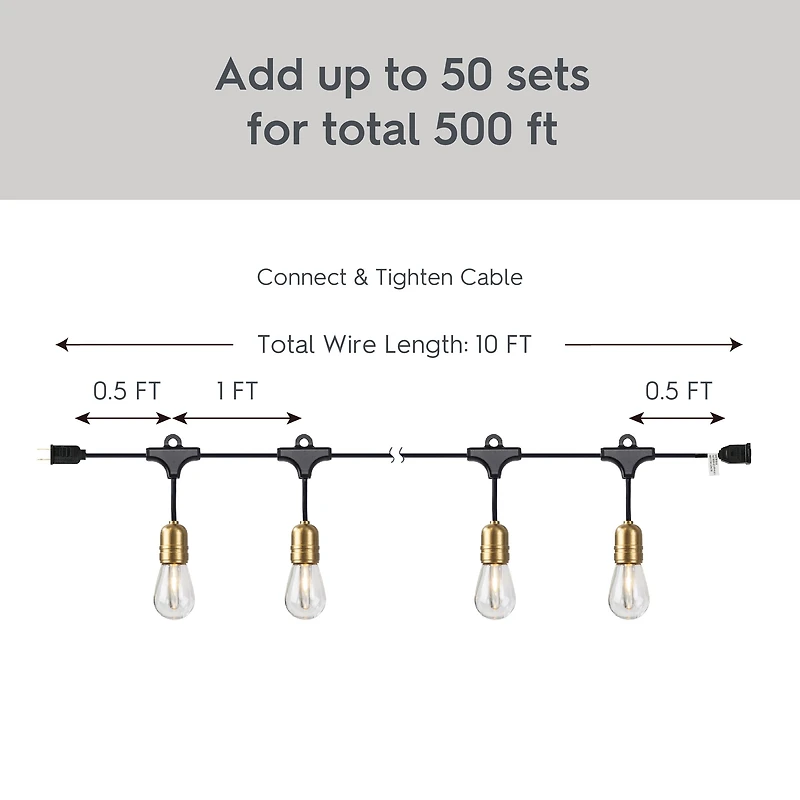 Better Homes & Gardens 120V Plug-in 10CT LED Edsion Bulb String Lights