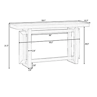 Noble House Table d'Entrée Peinte 59,1 Pouces, Console Design Triple Rectangle en Placage de Pin avec Pieds en Pin Épais, Extra Long, Noir
