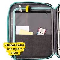 Five Star 1" Carry-All Zipper Binder, Mint/Charcoal