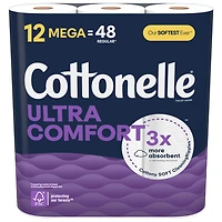 Cottonelle Ultra Comfort Toilet Paper, Strong Toilet Tissue, 12 Mega Rolls (12 Mega Rolls = 48 Regular Rolls), 244 Sheets Per Roll