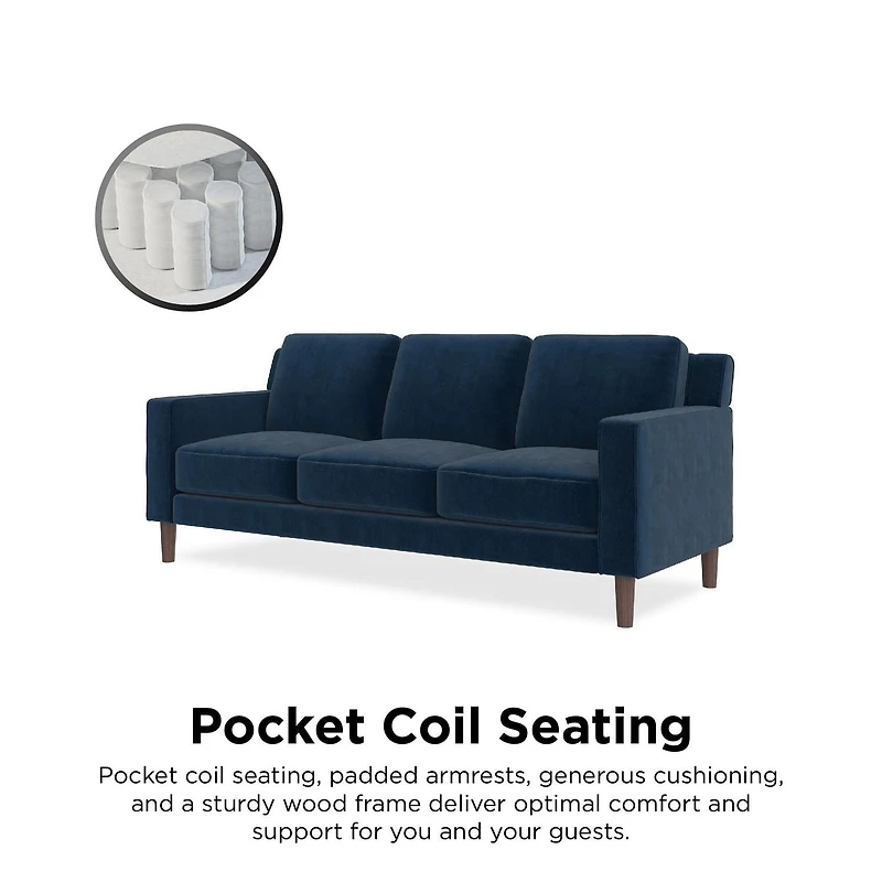 DHP Bryanna 3 Seater Sofa, Gray Velvet