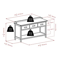 Banc de rangement Adriana 4pc avec paniers en noyer