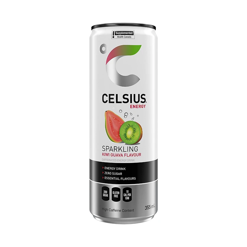 Boisson énergisante Celsius Kiwi Guava 355 mL, Canette Celsius Kiwi Guava