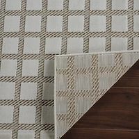 Tapis d'interieur exterieur a carreaux Rug Branch Maise, beige creme, moderne - Entree, couloir, salle de bain et cuisine