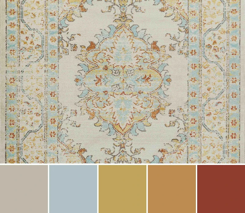 ECARPET Esme 6'7" x 9'6" Traditional Area Rug for Living Room, Bedroom, Dining Room, Entrance, Hallway and More.