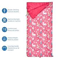 Ozark Trail Kid's Sleeping Bag, 56" (L) x 26" (W), No Temp Rating , Polyester Fabric Outer, Girl, Sleeping Bag