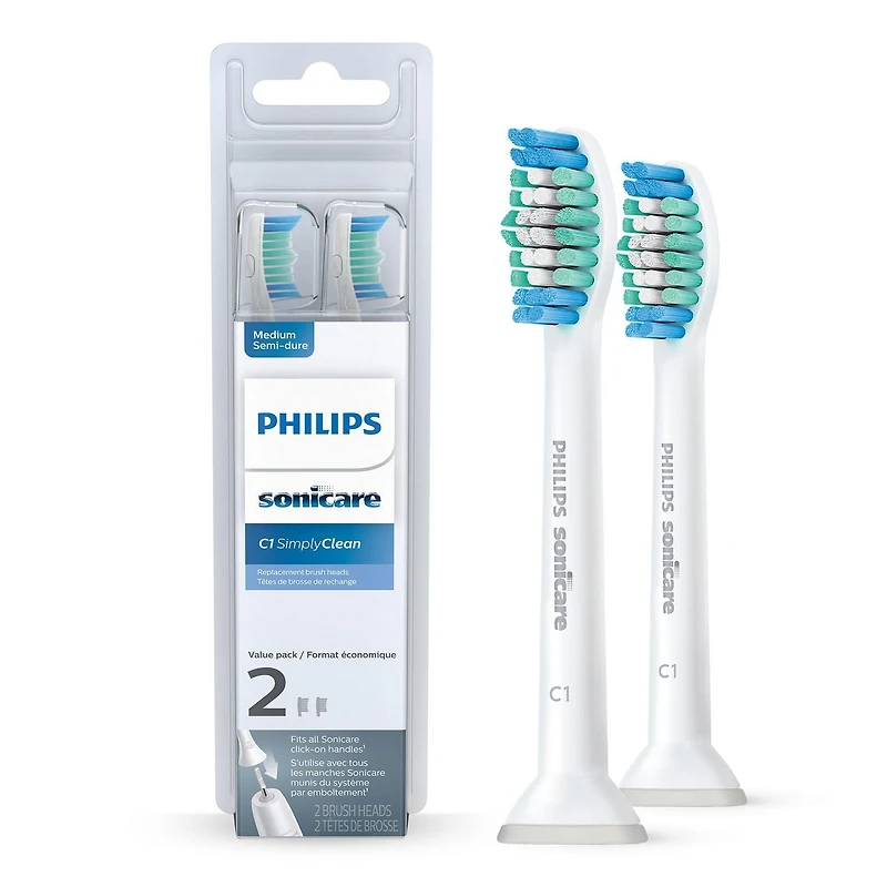 Philips Sonicare SimplyClean C1 2/paquet, HX6012/04 Philips Sonicare SimplyClean C1 2/paquet