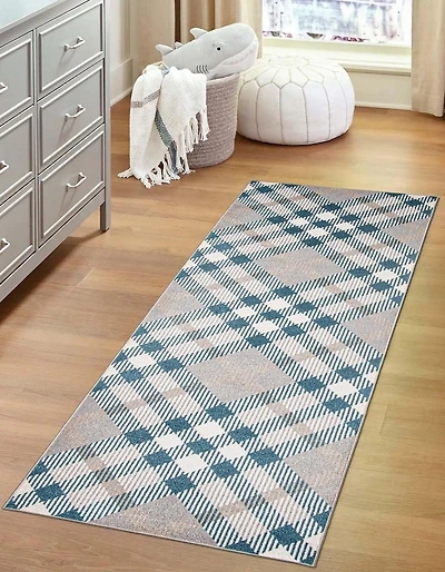 ECARPET Washable Plaid Area Rug & Runner for Kitchen, Bedside, Living Room, Hallway