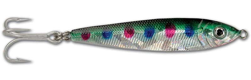 Leurre Jigfish, 3" 1 1/2 oz, hameçon triple taille 4, noir/vert/argent