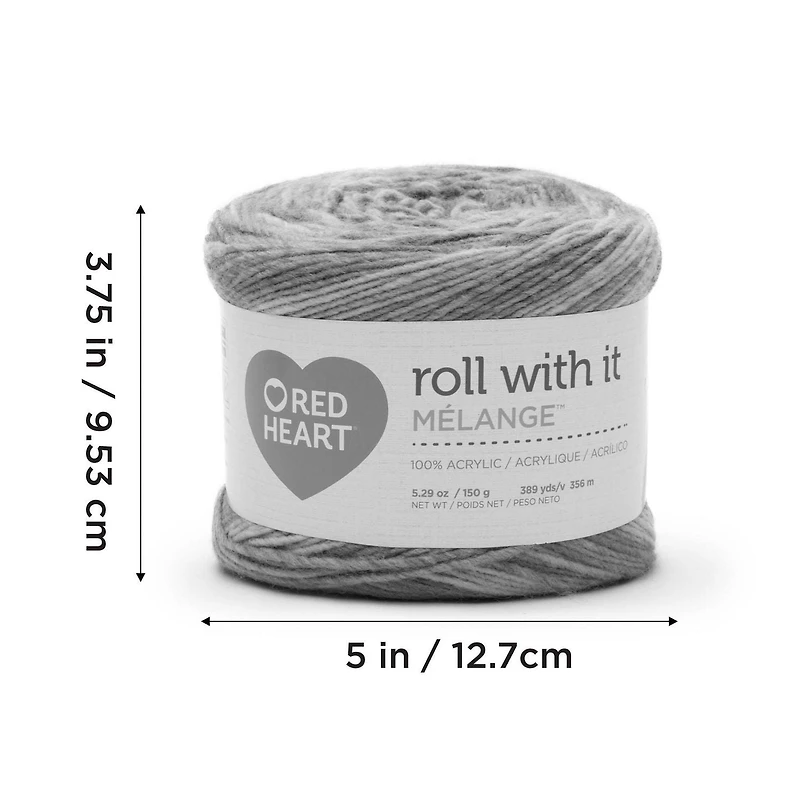 Red Heart® Roll with it melange™ #4 Worsted (Medium) Acrylique Fil, 5.29oz/150g 389 Yards