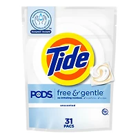 Tide PODS Free & Gentle Laundry Detergent Soap Pacs, Tide PODS Laundry Detergent, Laundry Detergent Pacs, Laundry PODS Detergent, 31CT