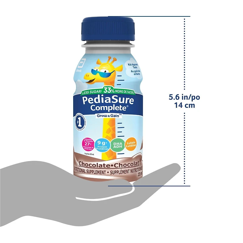 PediaSure Complete® Reduced Sugar, Nutritional Supplement, 4 x 235 mL, Chocolate, 4 x 235 mL
