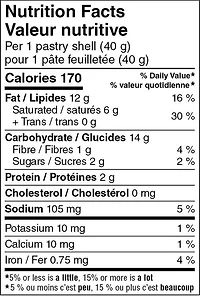Pâtes feuilletées vol-au-vent Great Value 240 g / 6 vol-au-vent