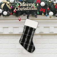 Holiday Time MDN 21 inches black and white plaid stocking