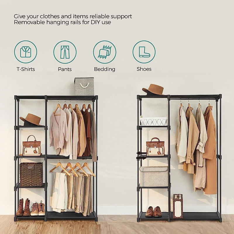 Boutique Home Freestanding Opn Wardrobe Vertical Shelf with Rack and Shelves