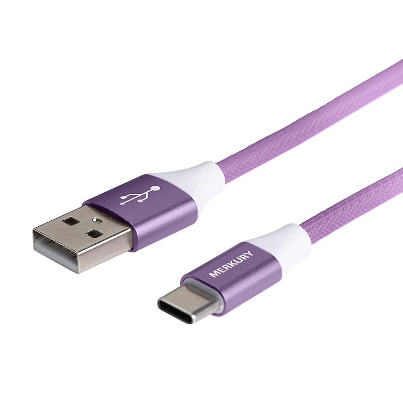 Merkury Charge + Sync USB-A to USB-C Fabric Cable