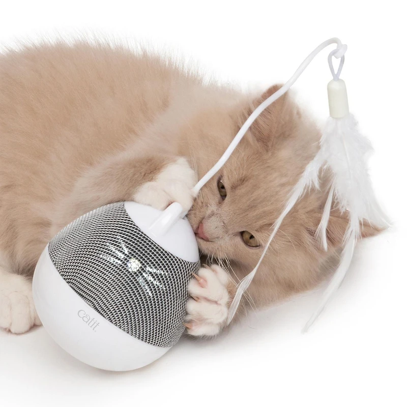 Catit PIXI Spinner Electronic Cat Toy, White & Grey