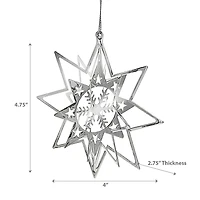 Christmas Spinning Silver Star Metal Ornement Flake De Neige - Ensemble De 12
