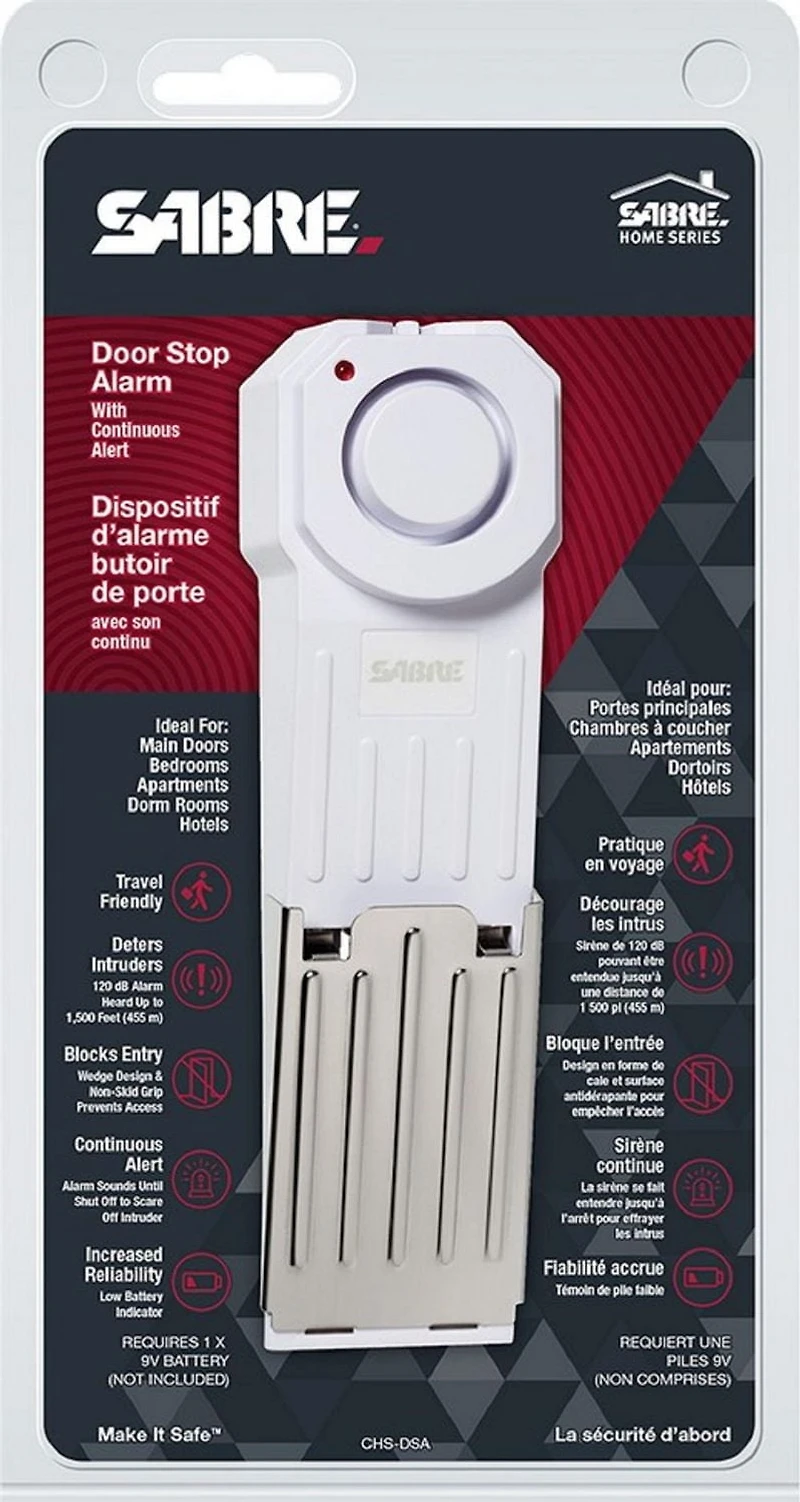 Alarme d'arrêt de porte Sabre Wedge Arrêt de porte, alarme domestique