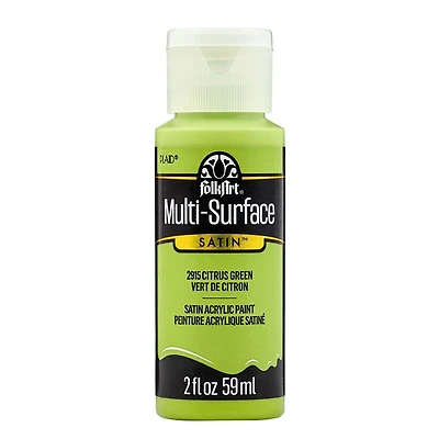 FolkArt Multi-Surface Satin Acrylic Paint in Assorted Colors (2 fl. Oz.), Citrus Green, FolkArt Multi-Surface Paint