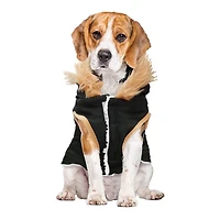 Holiday Time Vêtements pour chiens : Veste à capuche pour l'automne et l'hiver, noir avec fausses boutons, taille XS-XL