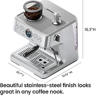 Chefman Crema Supreme Espresso Machine with Conical Burr Grinder and Steam Wand – Stainless Steel