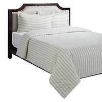 HOMETRENDS 3-Piece Green Stripe Duvet Cover Set, King, 100% Cotton