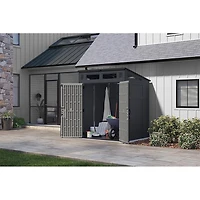 Suncast Remise moderne en résine 6 pi x 5 pi – Structure extérieure renforcée d’acier avec une capacité de 200 pi³ – Gris cyberspace / Gris colombe