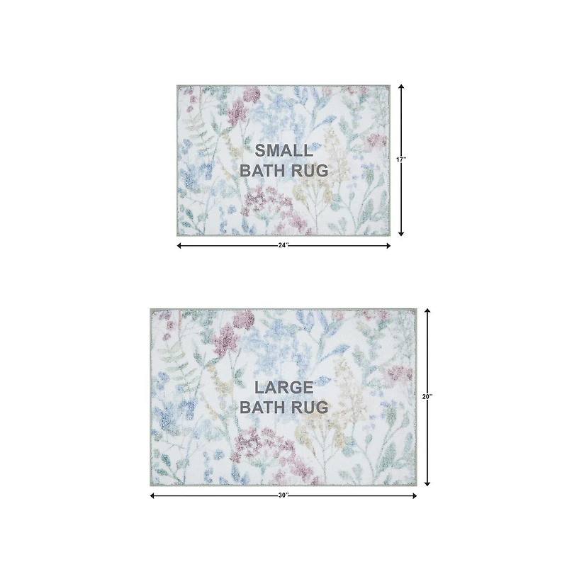 home trends Pastel Floral Digital Print 2 Piece Bath Rug Set