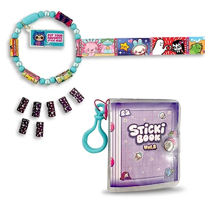 Sticki Rolls Sticki Book - Wearable & Shareable Sticker Bracelet + Collection Book - 120 Mini Stickers - 50 Activity Pages - 1000+ Sticker Designs