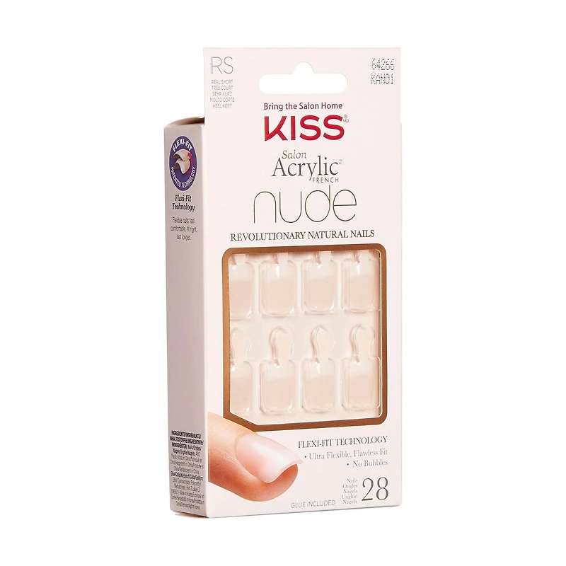 KISS Salon Acrylic - French Nude Breathtaking - Fake Nails, 28 Count, Short, DIY French nails at home!