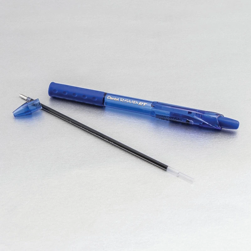 Pentel R.S.V.P. RT Colours Retractable Ballpoint Pen Medium 1.0mm 4-Pack, Blue Ink, Non smudging oil-based ink