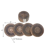 Mango Wood 4 PC Etched Coasters Black