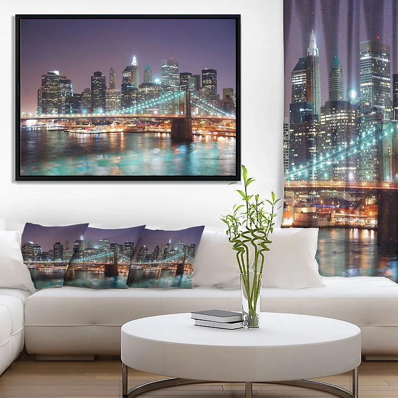 Design Art New York City Manhattan Skyscrapers Framed Canvas Art Print
