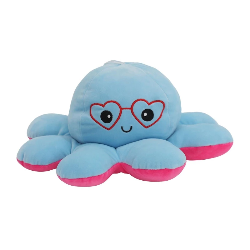 WAY TO CELEBTATE VALENTINE 13.5" REVERSIBLE PLUSH OCTOPUS-BLUE/PINK