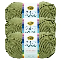 Lion Brand 24/7 Cotton® Yarn #4 Medium/Worsted Cotton Yarn 100g/170m 3-Pack