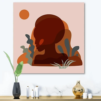 Designart Silhouette minimale de femme afro-américaine Art mural sur toile