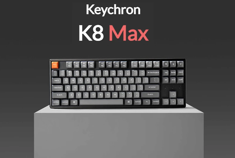 Keychron K8 Max Clavier mécanique sans fil RVB remplaçable à chaud interrupteur rouges disposition TKL noir K8M-J1