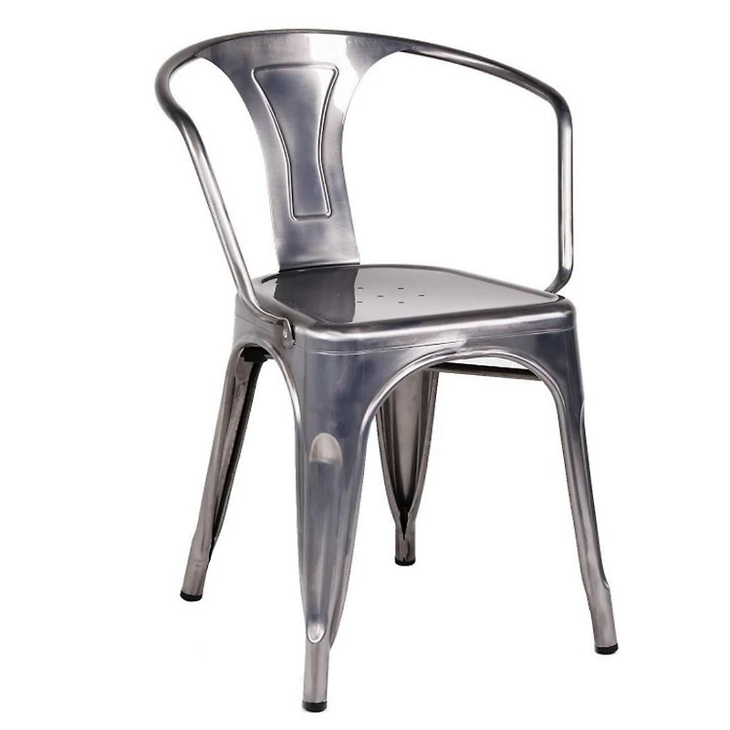 Chaise à accoudoirs emblématique Tolix Gunmetal – Chaise de salle à manger en métal durable, légère et de style industriel, parfaite pour les espaces modernes, rustiques ou urbains