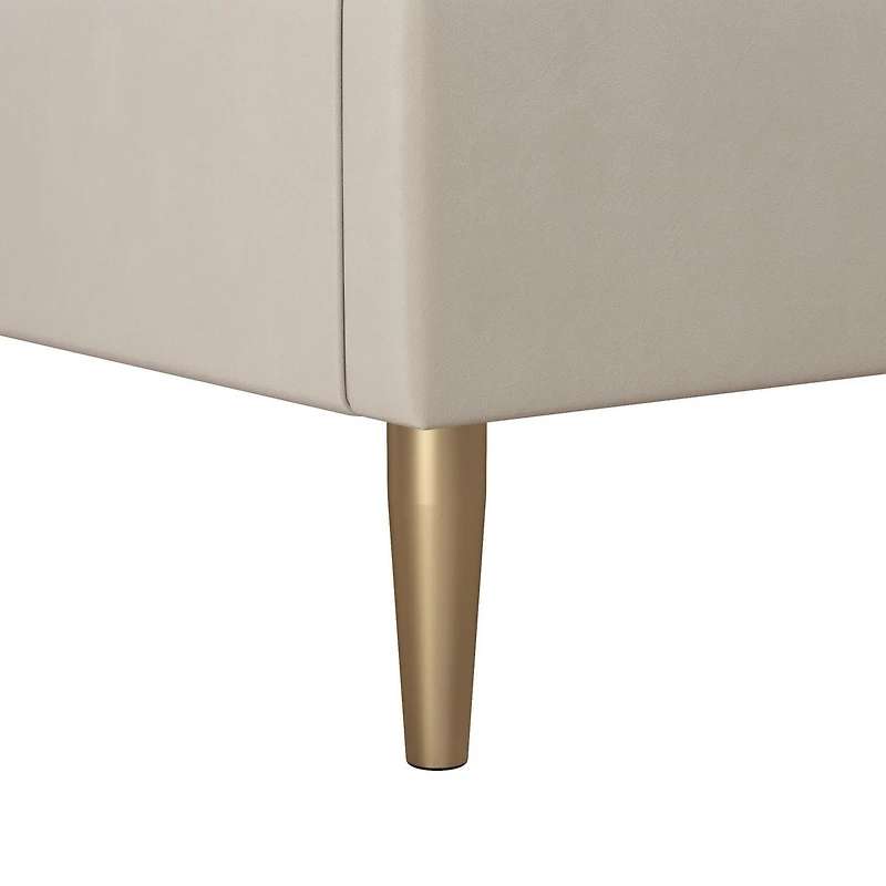 Lit rembourré Daphne de Mr. Kate, deux (2) places, velours blanc